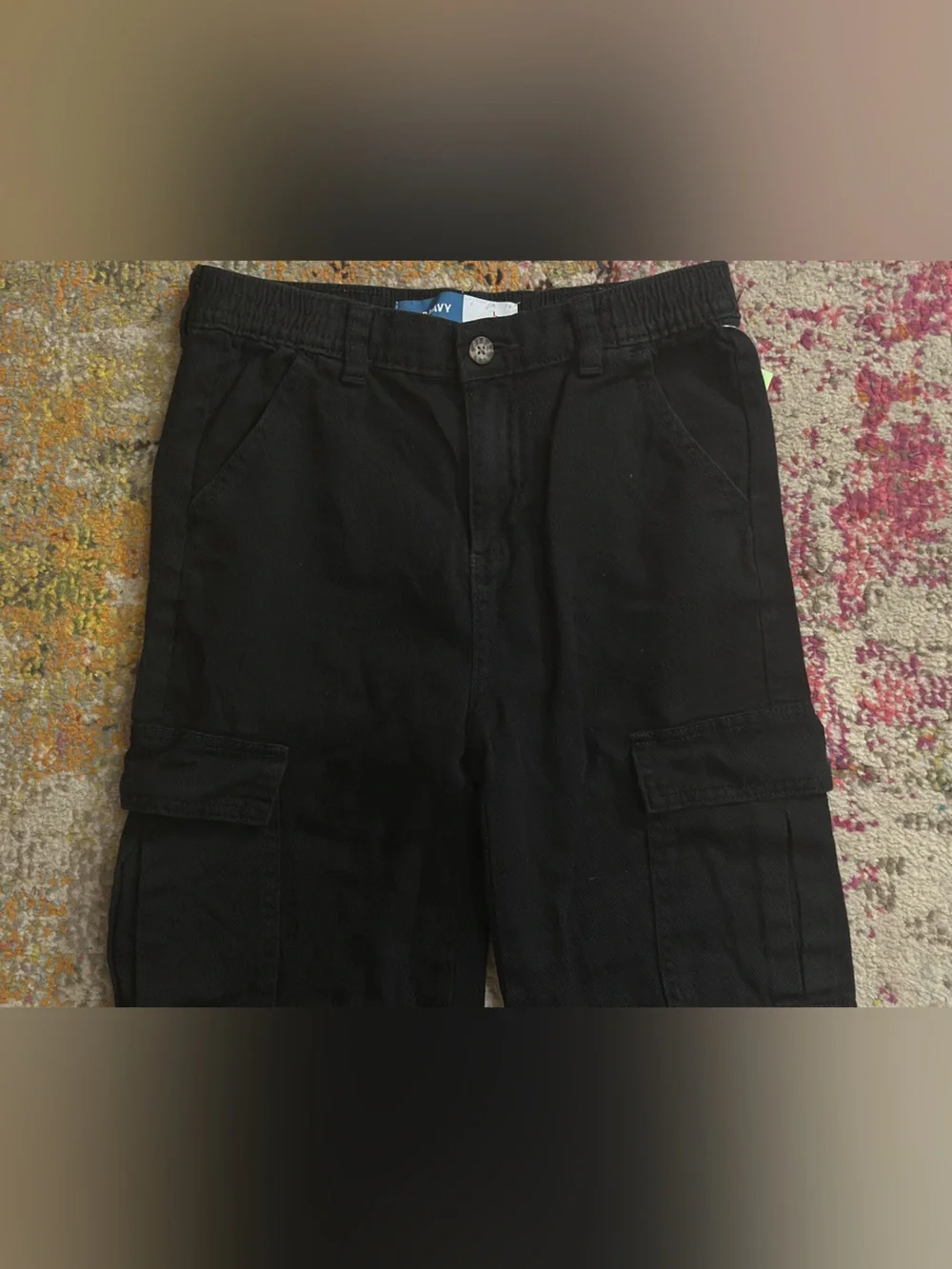 Old Navy Girls Black Wide-Leg Cargo Pants | Size Large (10-12Y)